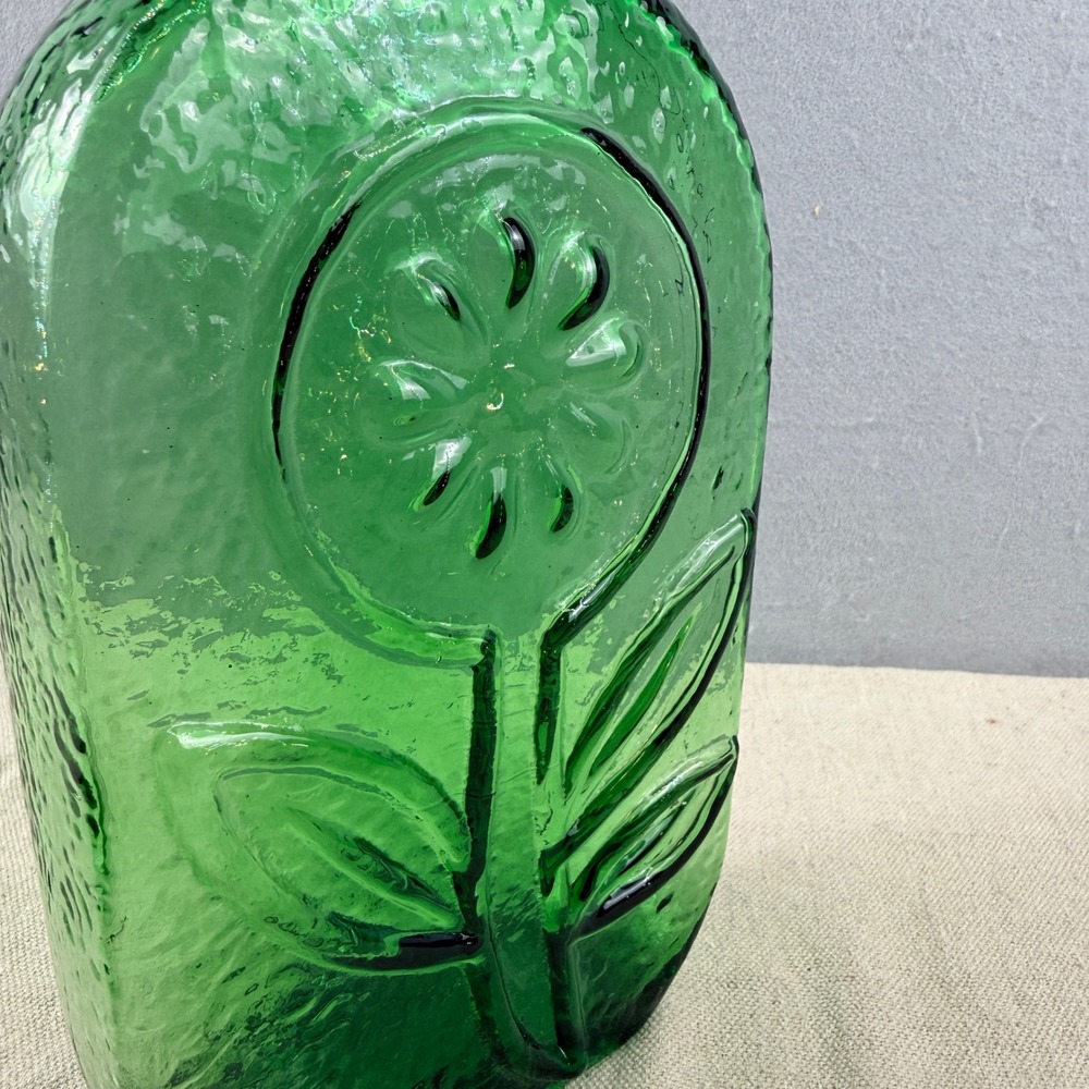 Wayne Husted for Stelvia Empoli Italian Glass Sunflower Decanter 14" Green MCM - Picture 2 of 12